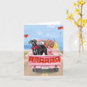 Carte Camion de la Saint-Valentin pour chien Dogue Allem (Fleur jaune)