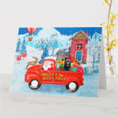 Carte Camion de livraison de Noël Chien de berger allema (Fleur jaune)