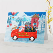 Carte Camion de livraison de Noël Chien Labrador Neige  (Fleur jaune)