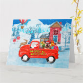 Carte Camion de livraison de Noël de chien de Terrier de (Fleur jaune)