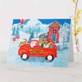 Carte Camion de livraison de Noël de chien Saint-Bernard (Fleur jaune)