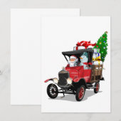 Carte Camion de Noël de dessin animé (Devant / Derrière)