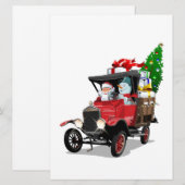 Carte Camion de Noël dessin animé (Devant / Derrière)