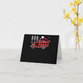 Carte Camion de pompiers Buffalo Plaid Saint-Valentin Ma (Fleur jaune)