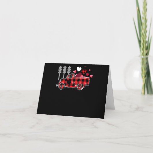 Carte Camion de pompiers Buffalo Plaid Saint-Valentin Ma (Devant)