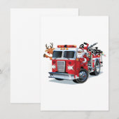Carte Camion de pompiers de Noël cartoon (Devant / Derrière)