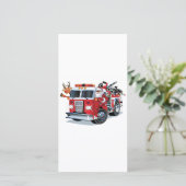 Carte Camion de pompiers de Noël de dessin animé (Debout devant)