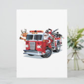 Carte Camion de pompiers de Noël de dessin animé (Debout devant)
