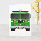Carte Camion de pompiers de vert de chaux (Fleur jaune)