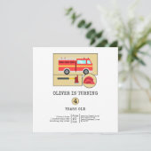 Carte Camion de pompiers rouge | Anniversaire garçons (Debout devant)