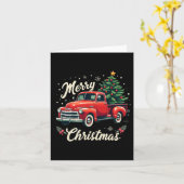 Carte Camion de ramassage rouge Joyeux Arbre de Noël Vac (Fleur jaune)