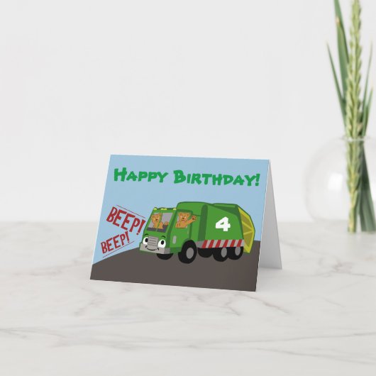 Carte Camion d'ordures d'anniversaire (Devant)
