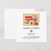 Carte Camion feu rouge | Garçons Anniversaire Thématique (Devant / Derrière)