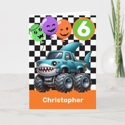 Carte Camion Monster de requin 6e anniversaire Halloween (Devant)