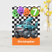 Carte Camion Monster de requin Halloween 7e anniversaire (Fleur jaune)