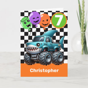 Carte Camion Monster de requin Halloween 7e anniversaire