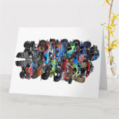 Carte Camion monstre de dessin animé (Fleur jaune)