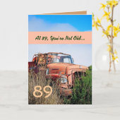 Carte Camion orange vintage 89A de joyeux (Fleur jaune)