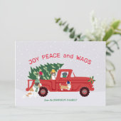 Carte Camion Rouge Arbre de Noël Chiens À cheval Noël (Debout devant)