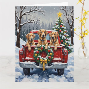 Carte Camion Rouge de Noël pour Lévrier Irlandais Cadeau