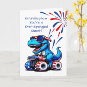 Carte Camion T-Rex 4 juillet Dinosaur Grandnephew (Fleur jaune)
