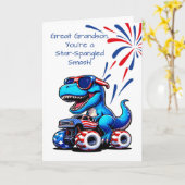 Carte Camion T-Rex Great Grandson 4 juillet Dinosaur (Fleur jaune)