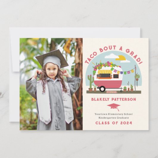 Carte Camion Taco Photo Enfants Graduation (Devant)