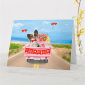 Carte Camionnette de la Saint-Valentin pour chien Papill (Fleur jaune)