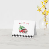 Carte Camionnette rouge de Noël Merci (Fleur jaune)