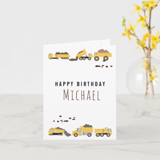 Carte Camions de construction Camions de construction Jo (Fleur jaune)