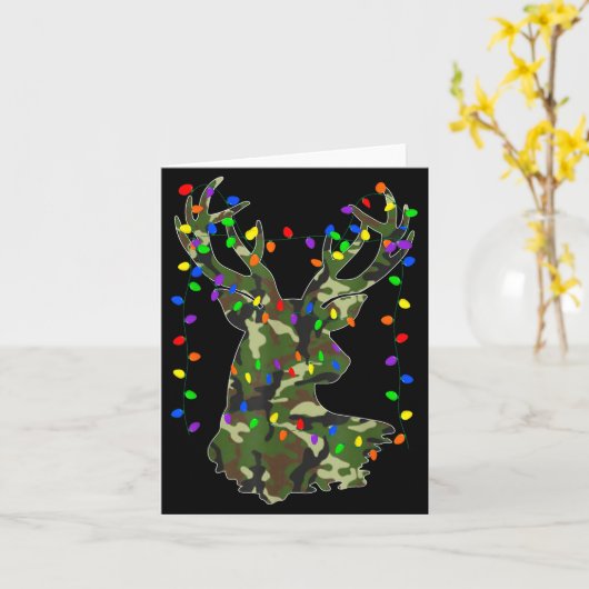 Carte Camo Christmas Pajamas Hunting Reindeer With Deer (Fleur jaune)