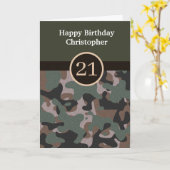 Carte Camouflage Vert 21e anniversaire (Fleur jaune)