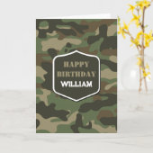 Carte Camouflage Vert Camo Armée Monogramme Anniversaire (Fleur jaune)