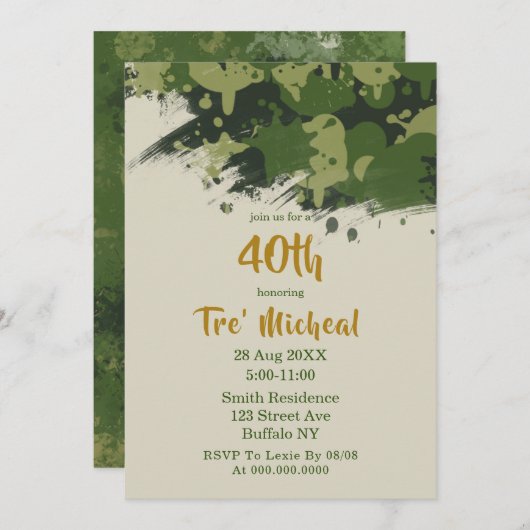 Carte Camouflage vert de l'Armée 40e anniversaire Invita (Devant / Derrière)