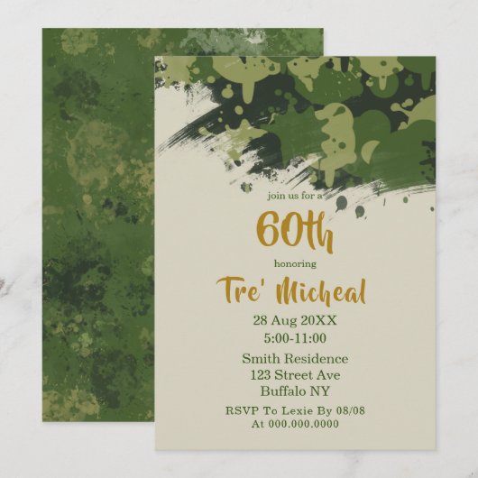Carte Camouflage vert de l'Armée 60e anniversaire Invita (Devant / Derrière)