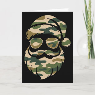 Carte Camouflage visage de Père Noël vintage Noël Xmas C