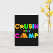 Carte Camp de cousins 2026 camping feu de camp vacances (Fleur jaune)