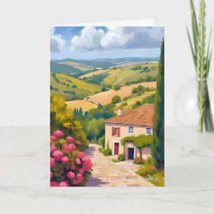 Carte Campagne italienne Voyage aquarelle vignoble