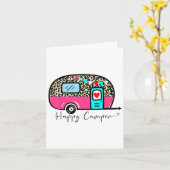 Carte Camper Happy Summer Camp Camping Leopard Funny Gla (Fleur jaune)