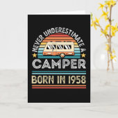 Carte Camper né 1958 70e anniversaire camping cadeau (Fleur jaune)