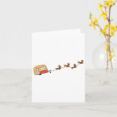 Carte Camper Van Christmas Dachshund Sleigh Doxie Chien  (Fleur jaune)