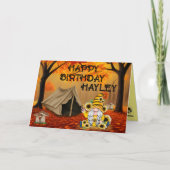 Carte Camping Anniversaire Gnome (Devant)