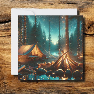Carte Camping avec de jolies lumières