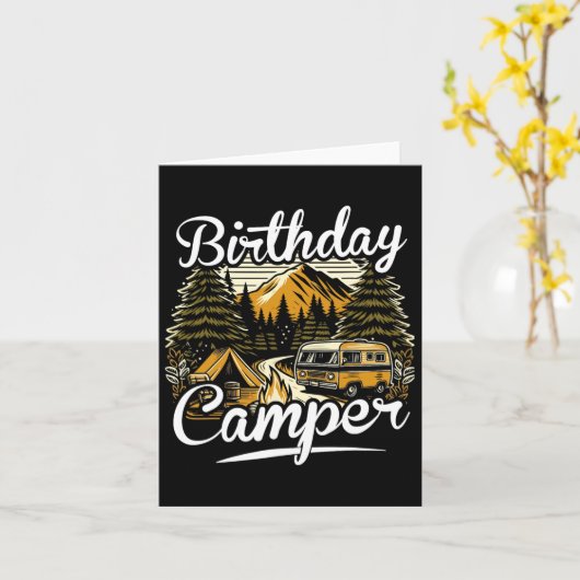 Carte Camping d'anniversaire (Fleur jaune)