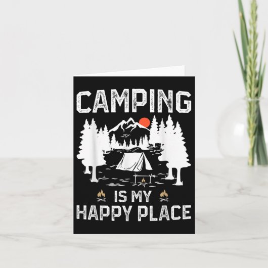 Carte Camping Est Mon Happy Place Funny Camper Forest Ca (Devant)