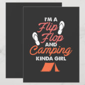 Carte Camping - Flip Flop Et Fille De Camping (Devant / Derrière)