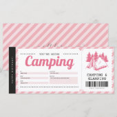 Carte Camping Pink - Bon cadeau, Certificat de camp d'ét (Devant / Derrière)