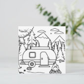 Carte Camping RV et feu de camp | Page Couleur (Debout devant)