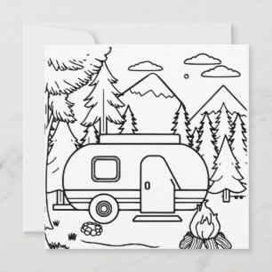 Carte Camping RV et feu de camp   Page Couleur
