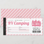 Carte Camping RV Pièce rose, Certificat de camp d'été (Devant / Derrière)